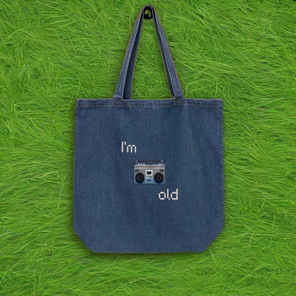 Organic denim tote bag &quot;I&